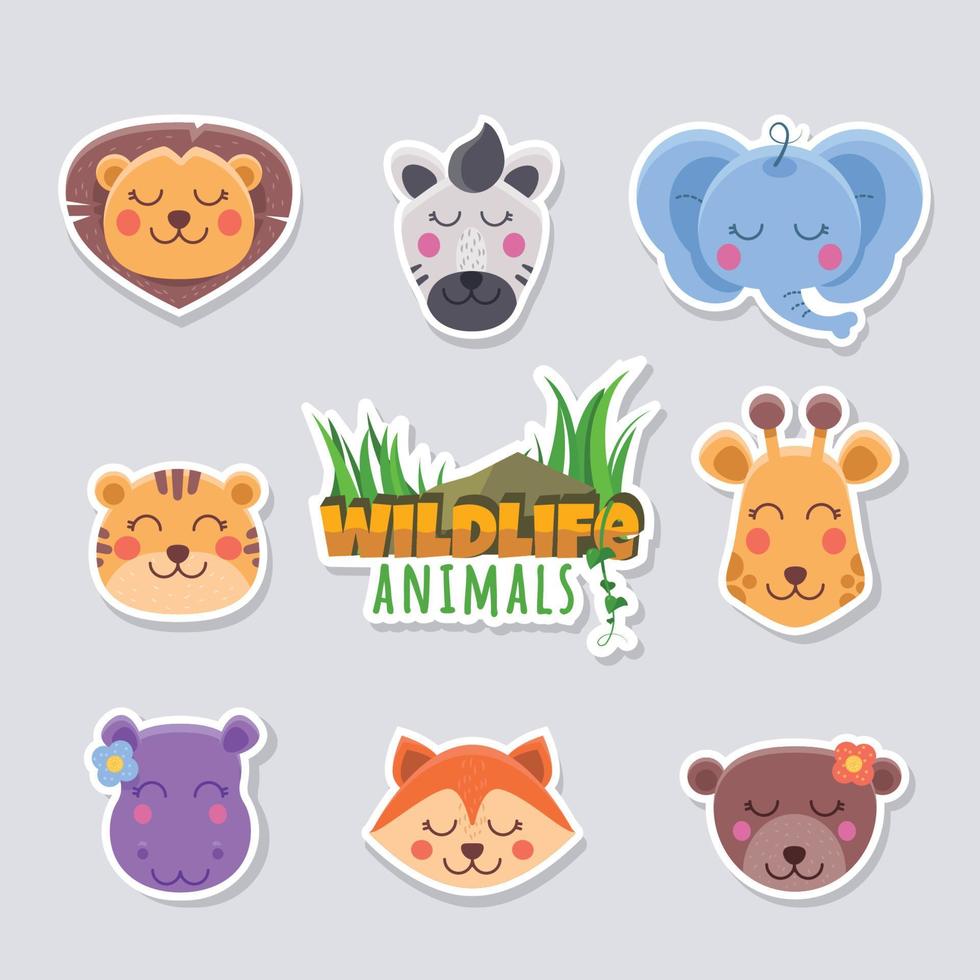 Cute Wildlife Animals Sticker vector