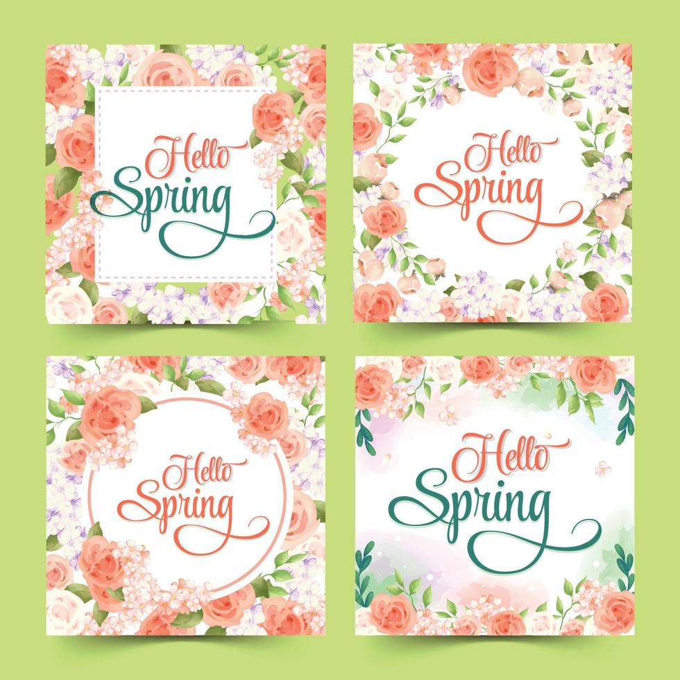 Spring Season Social Media in Watercolor vector