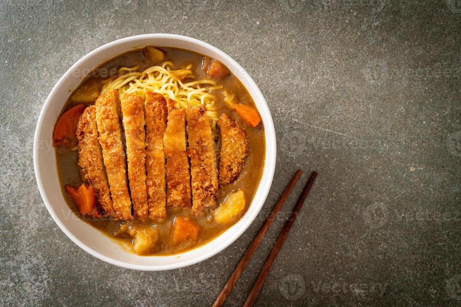 curry ramen noodles with tonkatsu fried pork cutlet 4831542 Stock Photo