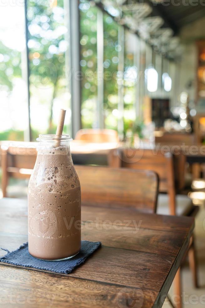 iced chocolate milkshake frappe or blend photo