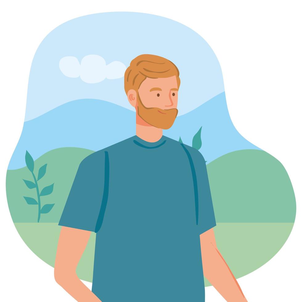 young man avatar character icon vector