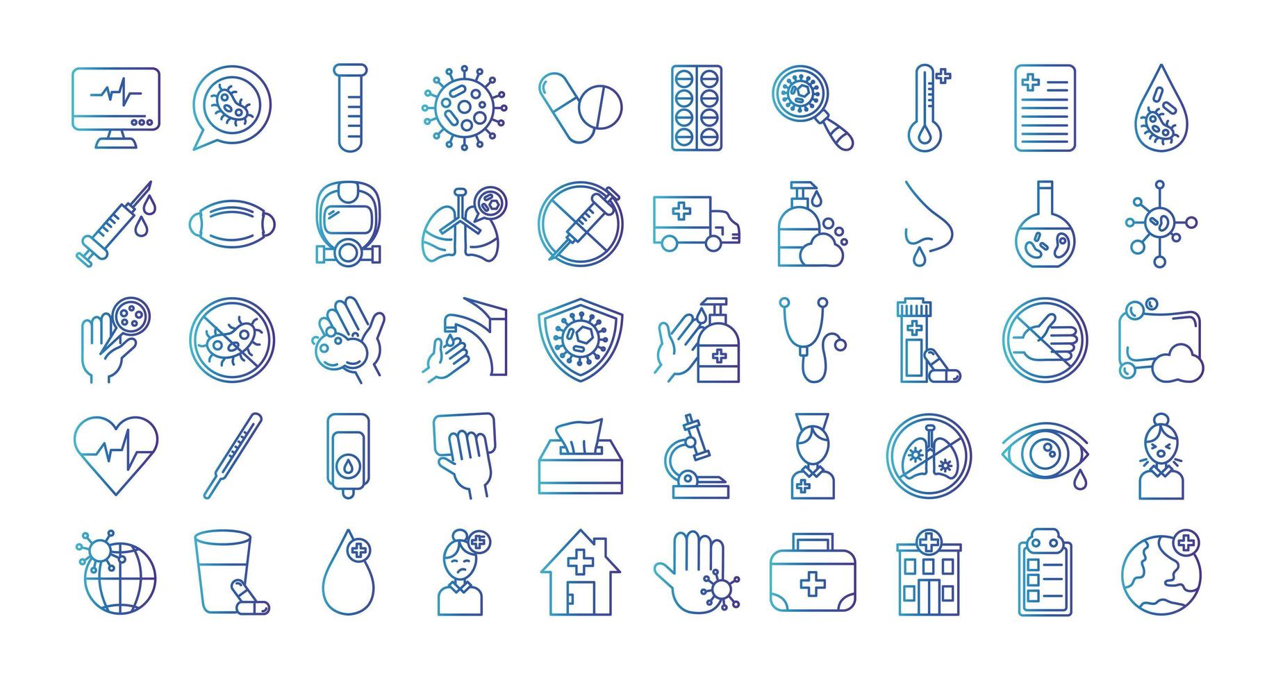 bundle of covid 19 designs, gradient line style icon vector