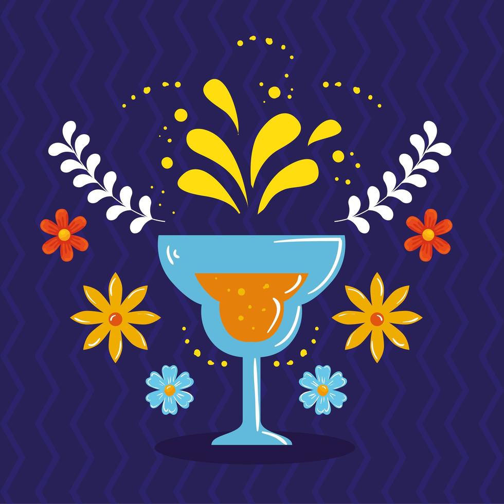 Mexican cocktail with flowers vector design