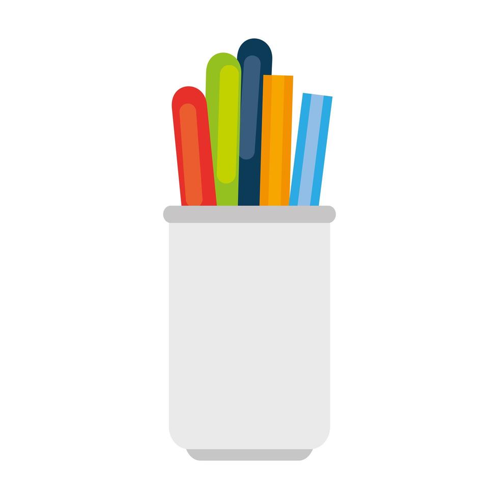 pencils in cup isolated icon vector