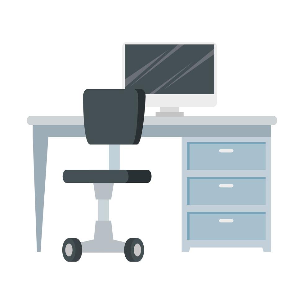 scene of workplace with desk and chair vector