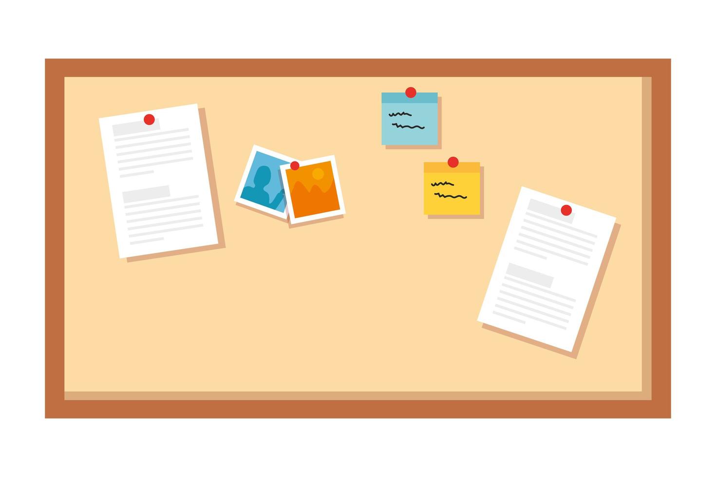 cork board supply with notes isolated icon vector