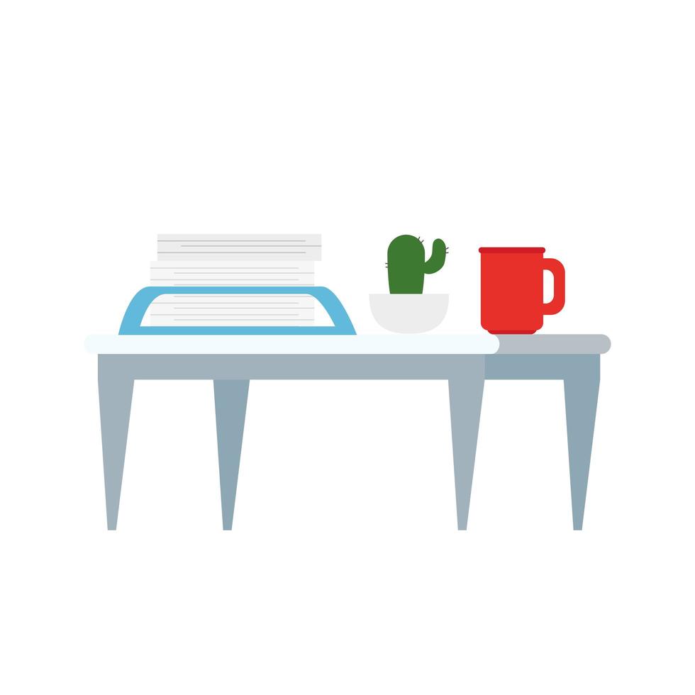 table furniture with cactus plant and cup vector