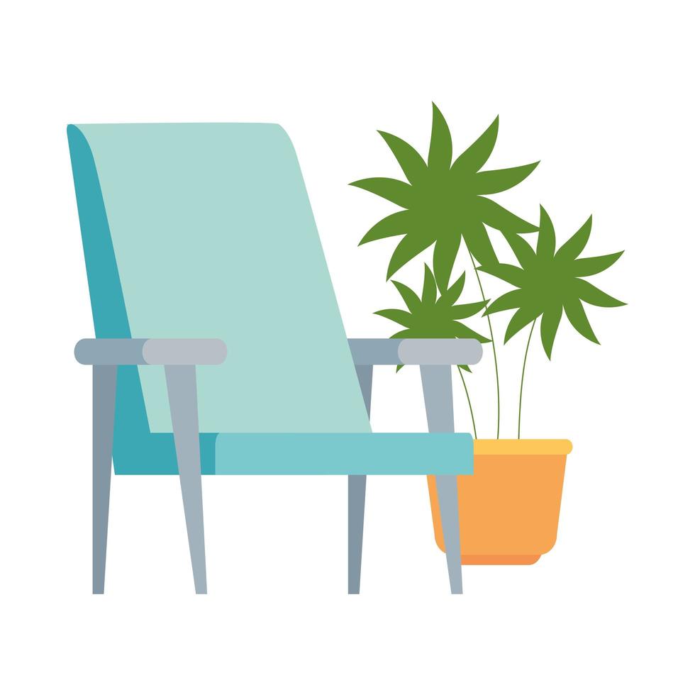 chair with pot plant isolated icon vector