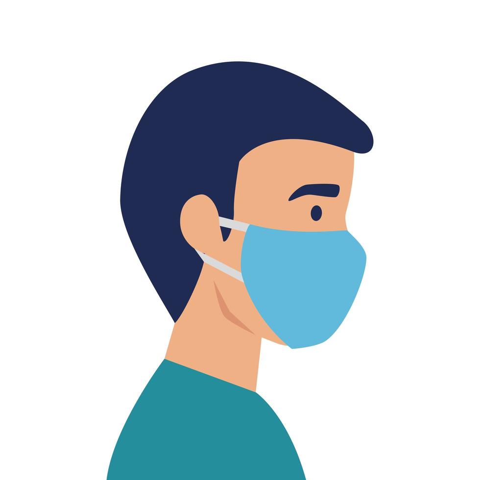 man using face mask sick of covid 19 vector