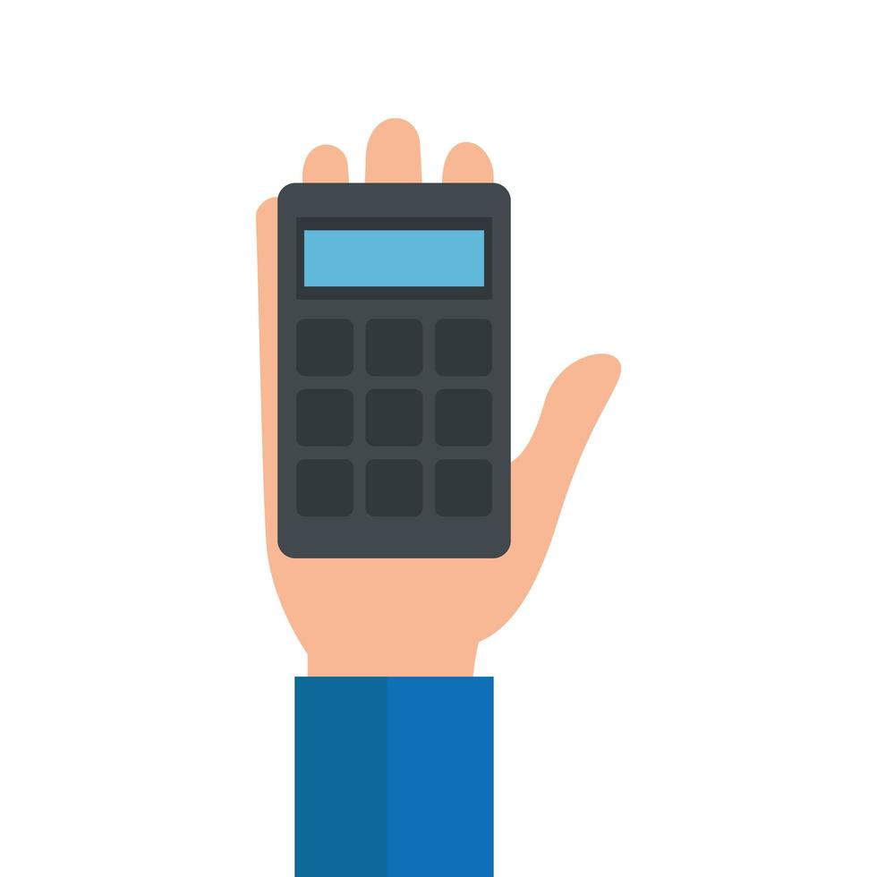 hand with calculator math finance isolated icon vector