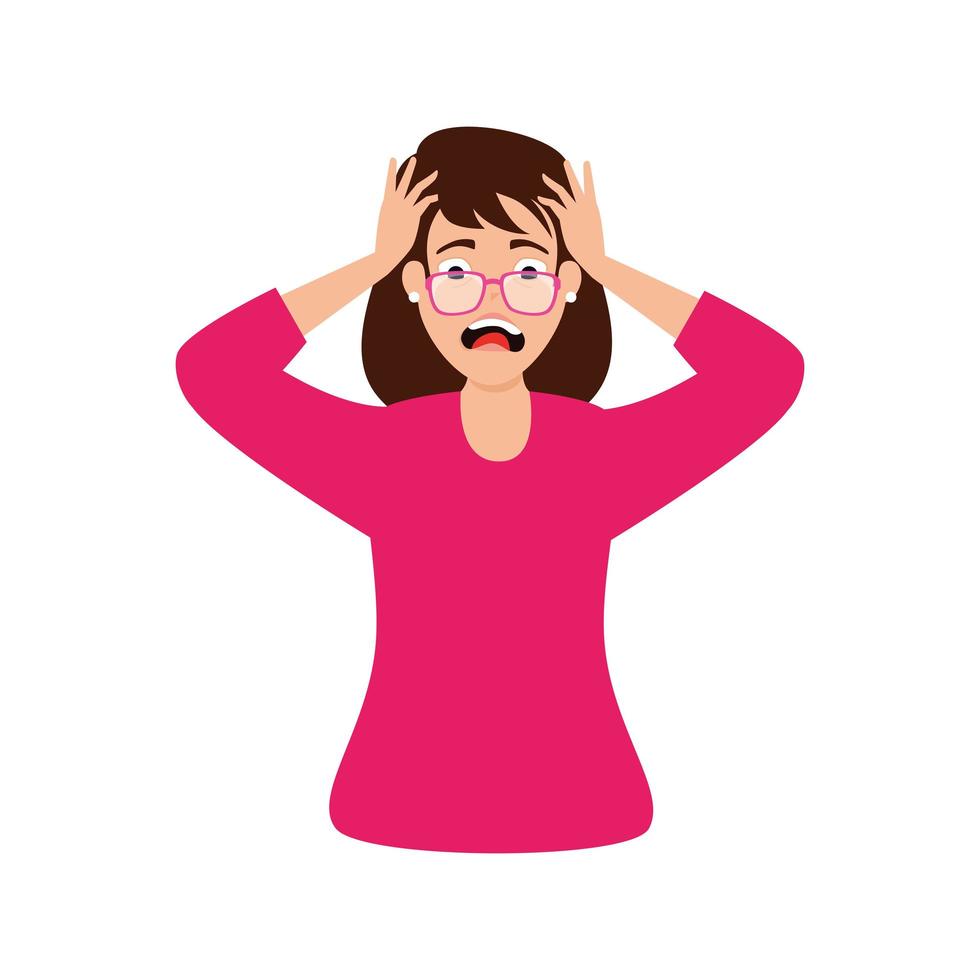 woman with stress attack icon vector