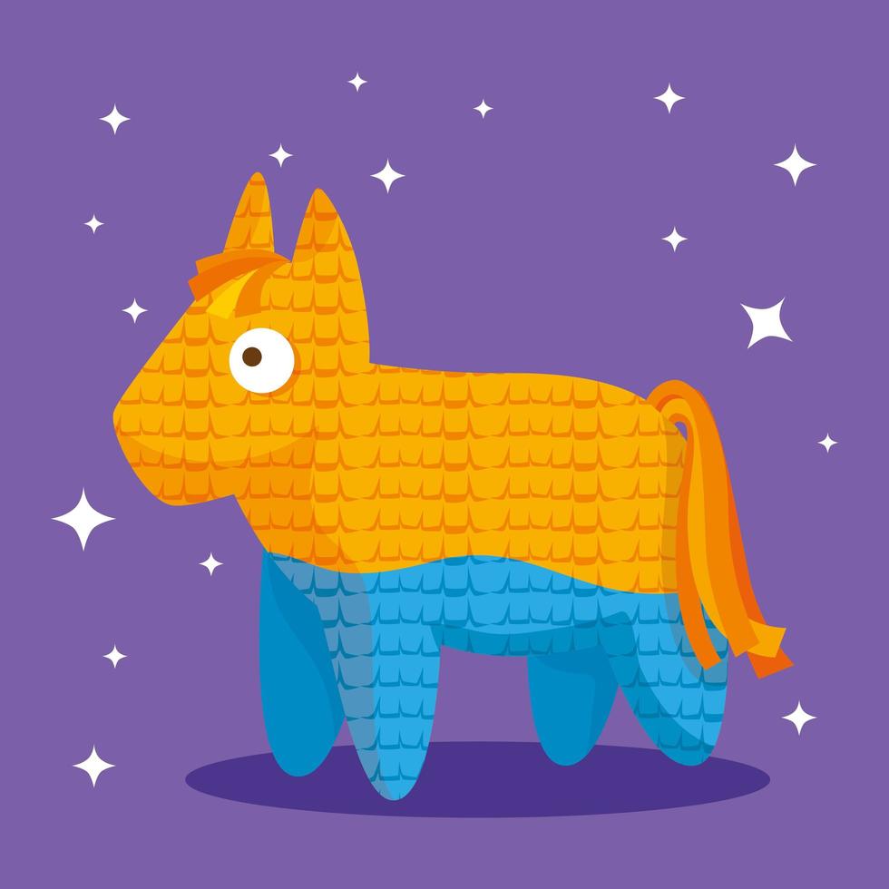 diseño de vector de piñata mexicana naranja y azul