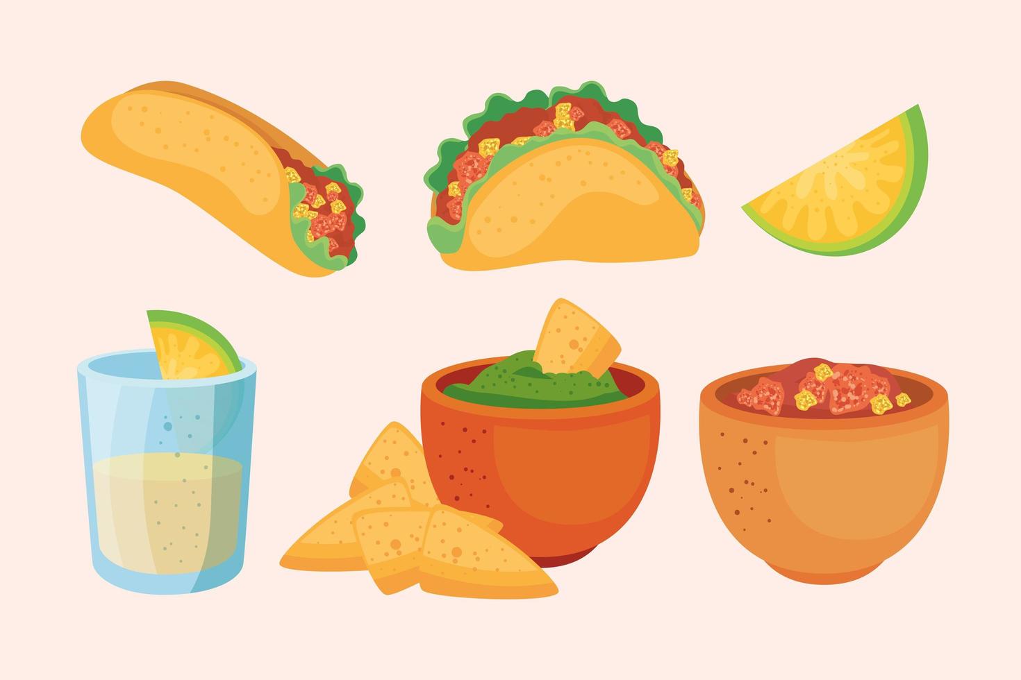 diseño de vector de conjunto de comida mexicana