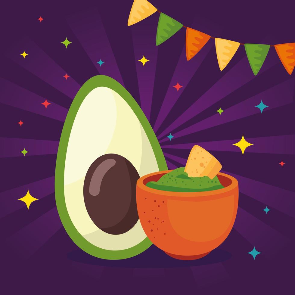 Mexican avocado and bowl vector design