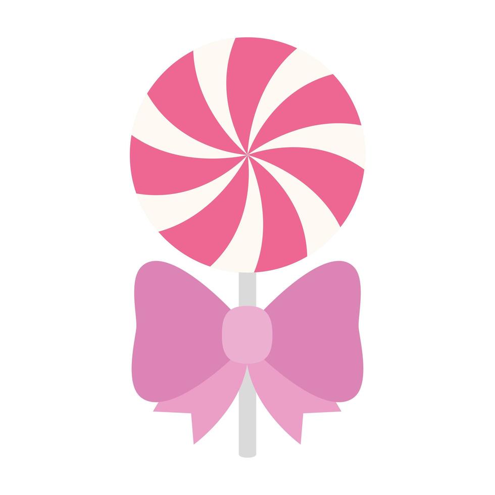 delicious lollipop with bow ribbon isolated icon vector