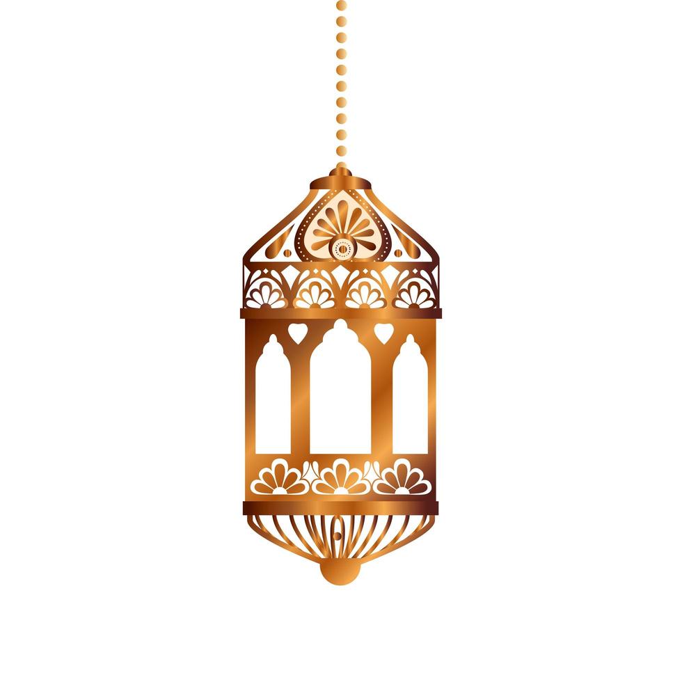 Isolated hanging gold lantern vector design