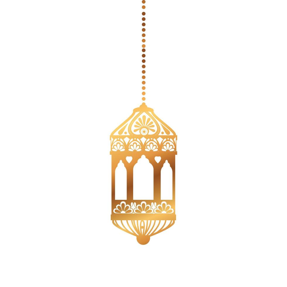 Isolated hanging gold lantern vector design