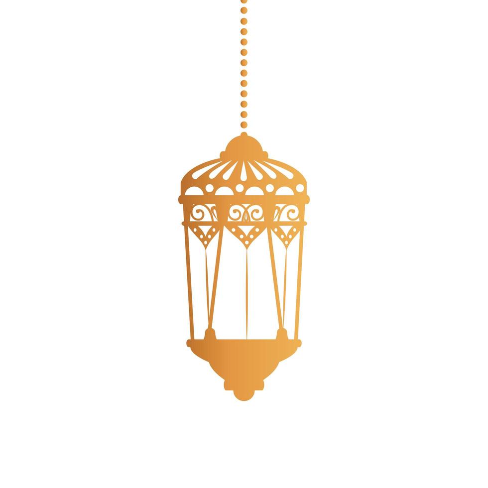 Isolated hanging gold lantern vector design