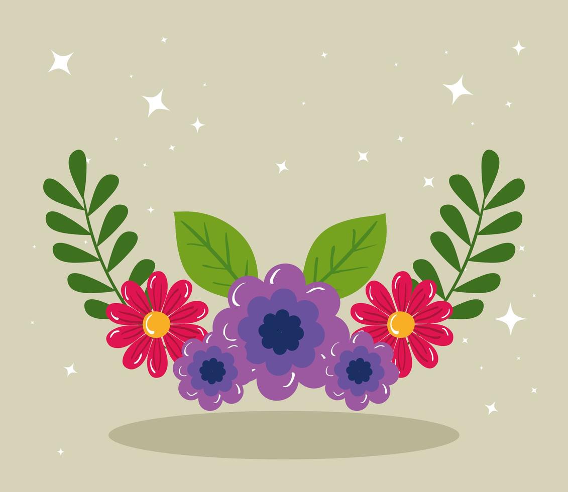 flowers and leaves vector design