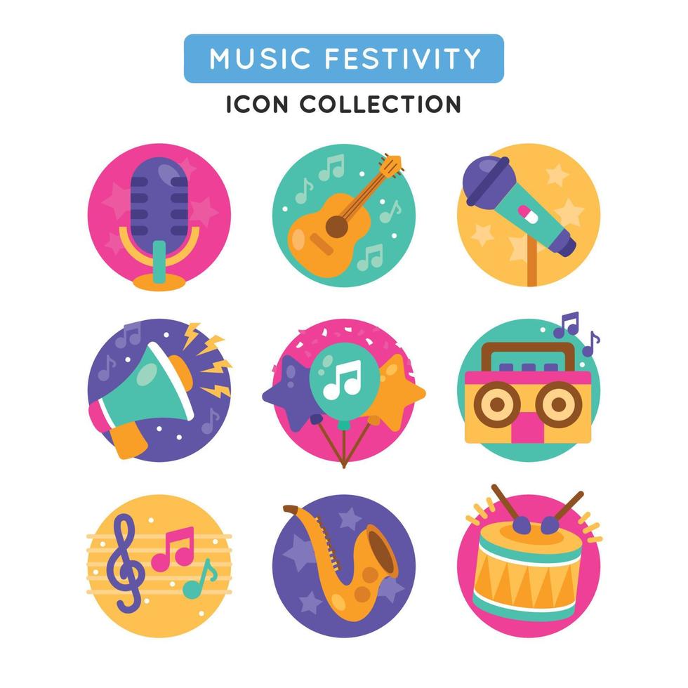 iconos de instrumentos musicales para fiestas y festivales. vector