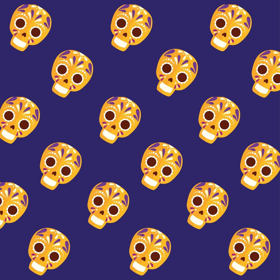 Mexican skulls over purple background vector design