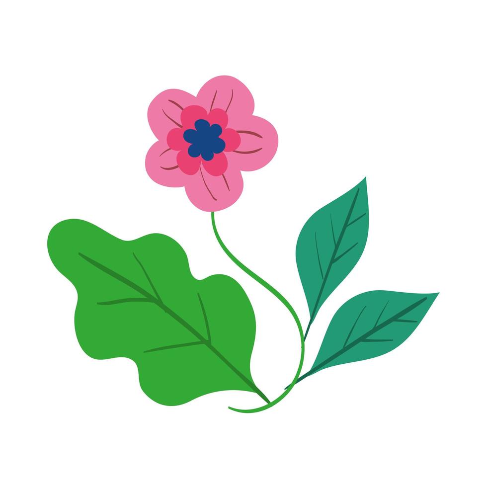 flor aislada con hojas de diseño vectorial vector