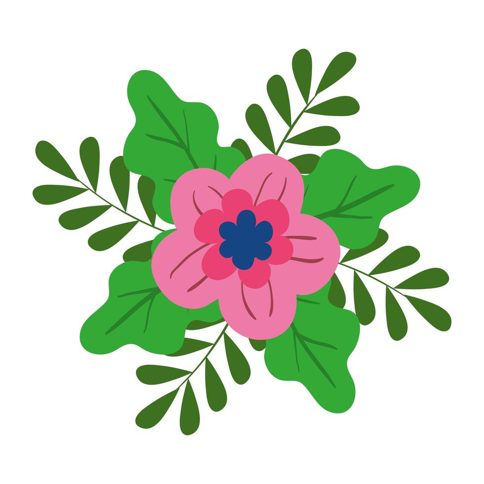 flor aislada con hojas de diseño vectorial vector