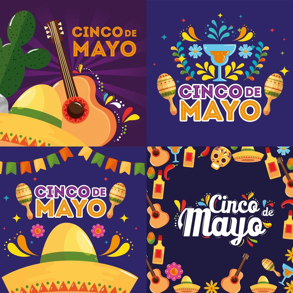 Mexican icons of Cinco de mayo vector design