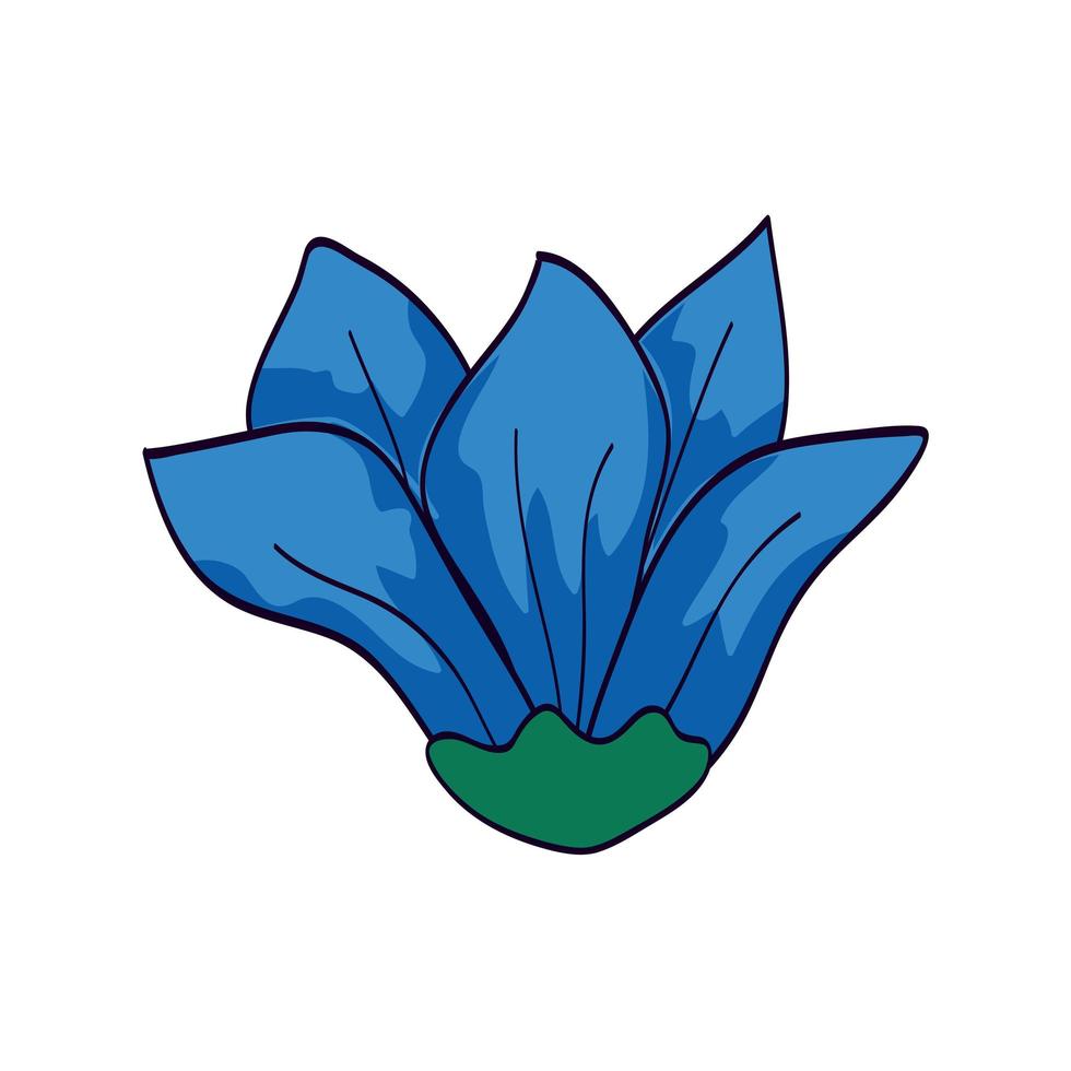 lindo, flor, color azul, aislado, icono vector