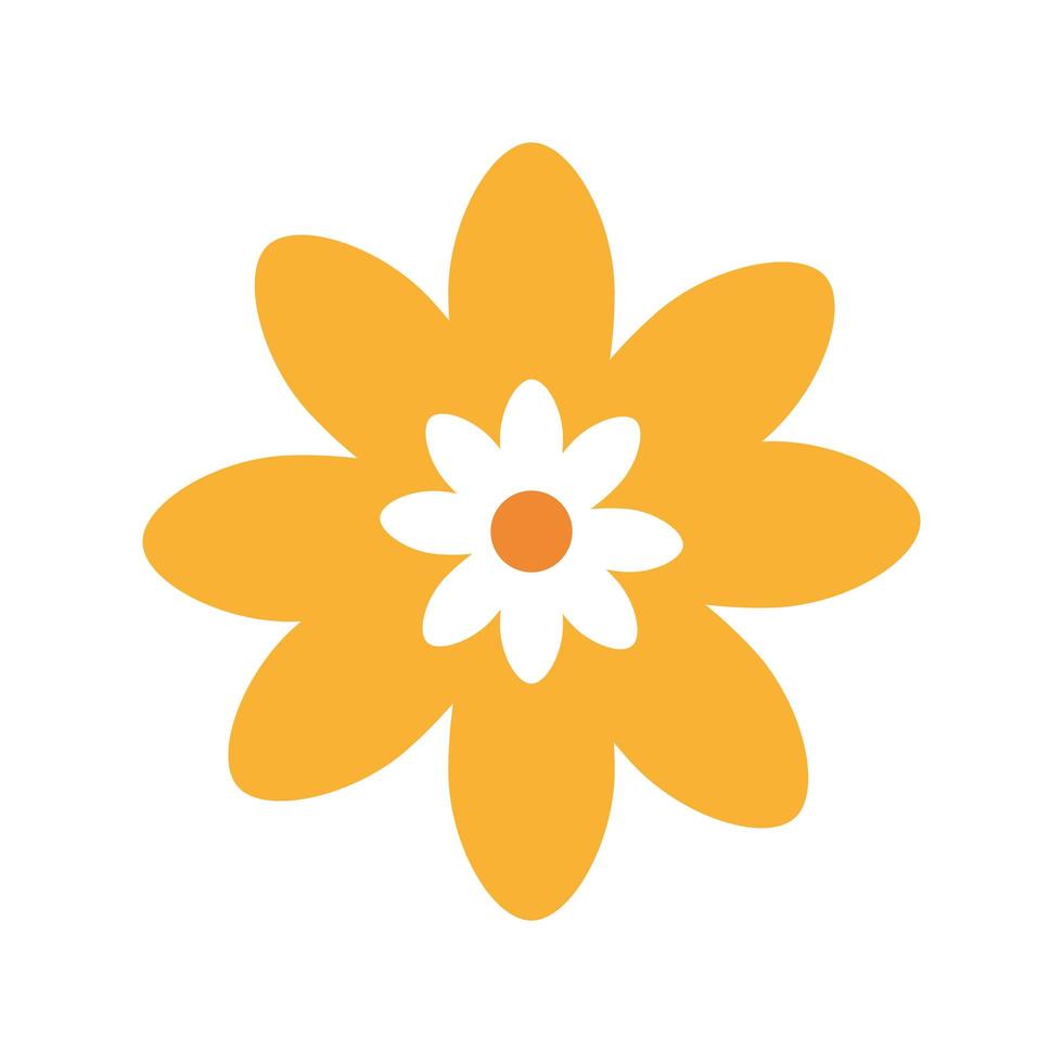 lindo, flor, color amarillo, aislado, icono vector