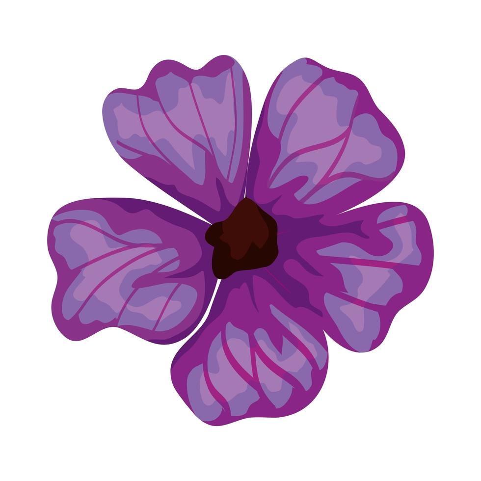 lindo, flor, color morado, aislado, icono vector