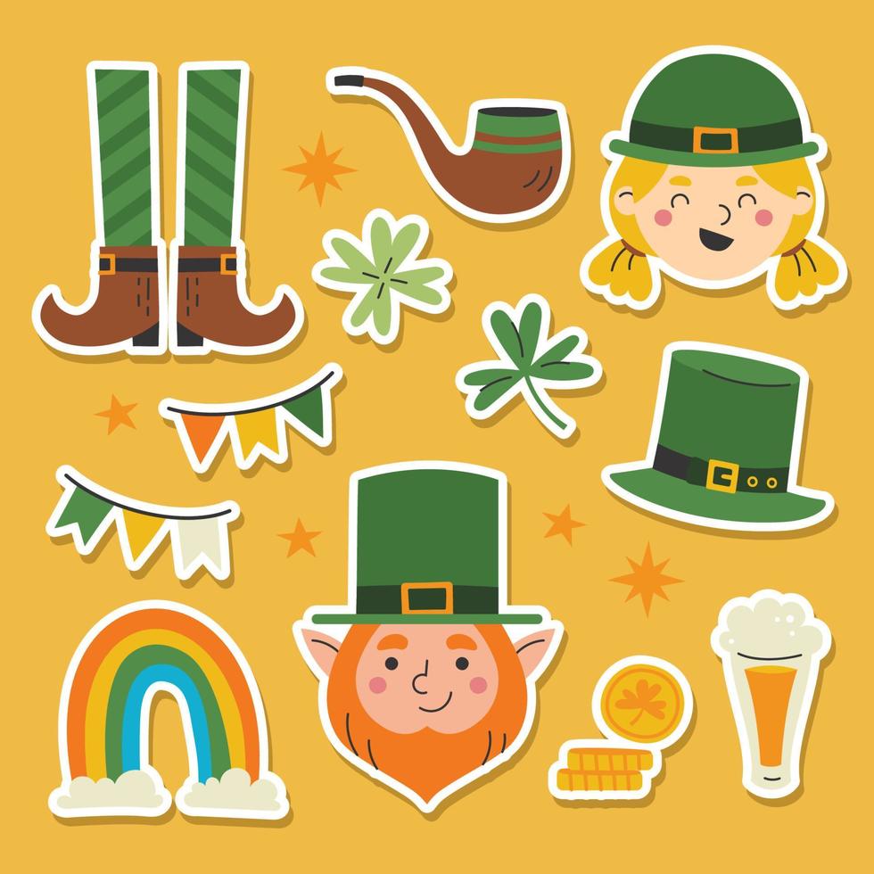 Cute Leprechaun Icon Set vector