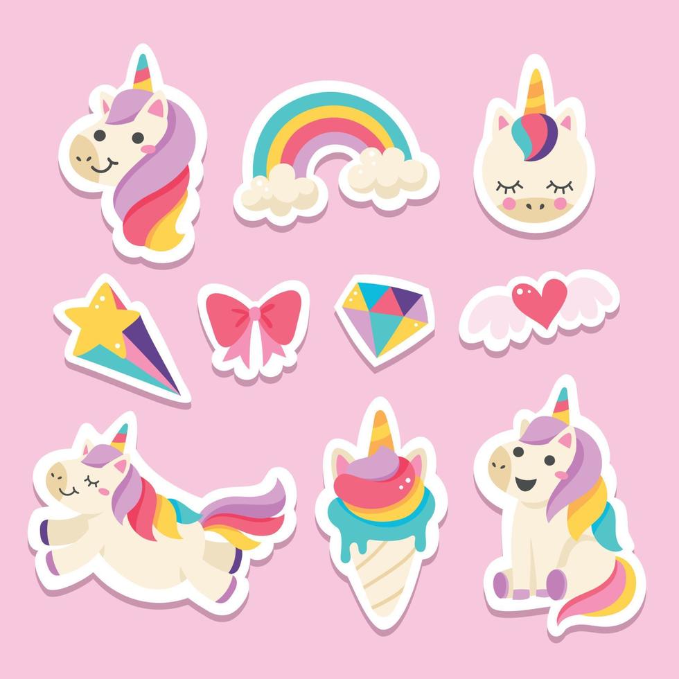 Cute Unicorn Sticker 4832373 Vector Art at Vecteezy