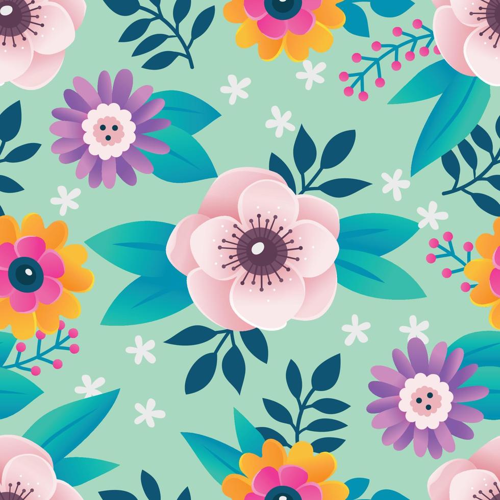 primavera, flores de colores, seamless, patrón vector