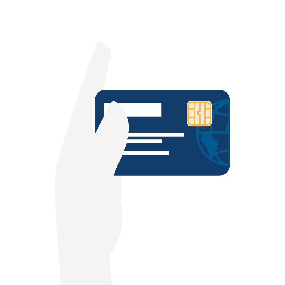 hand with credit card electronic isolated icon vector