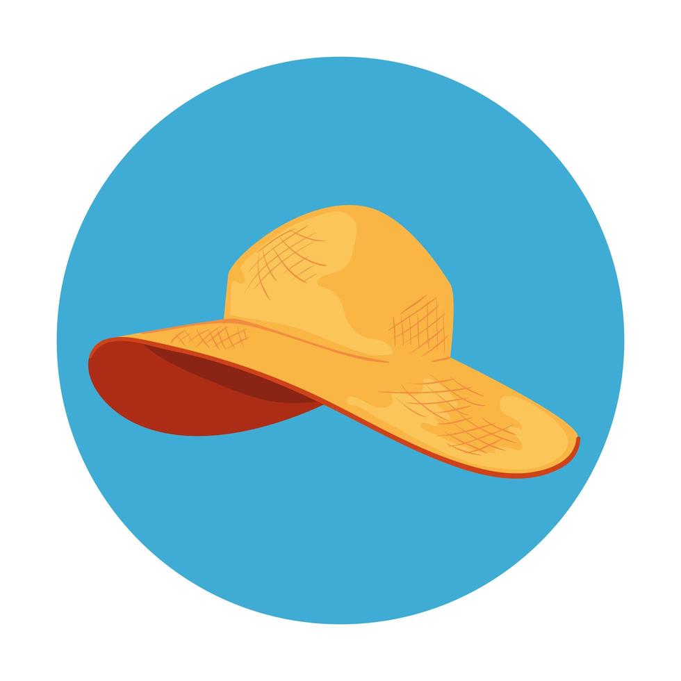 sombrero de verano femenino en marco circular icono aislado vector