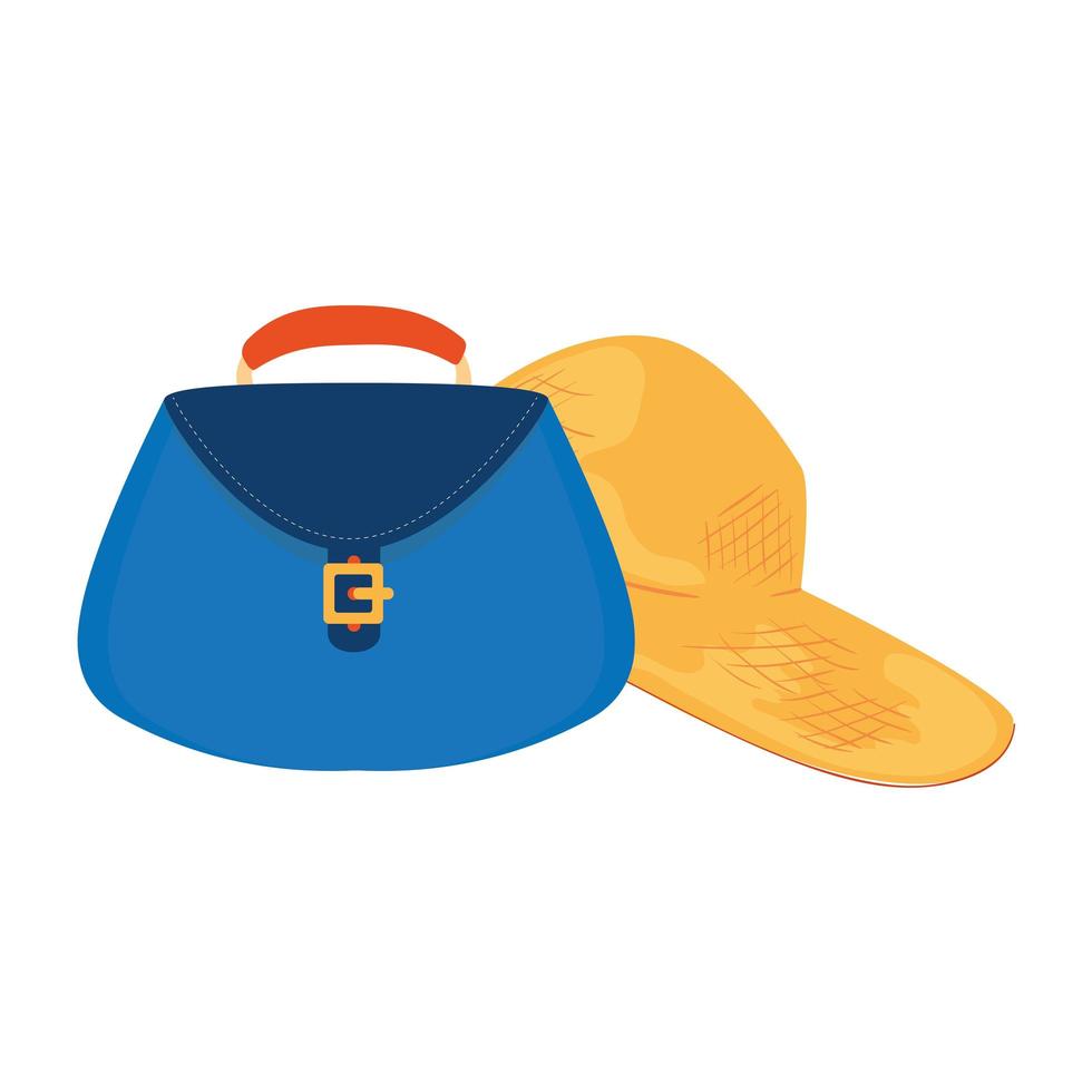 sombrero de verano femenino con bolso de mujer icono aislado vector