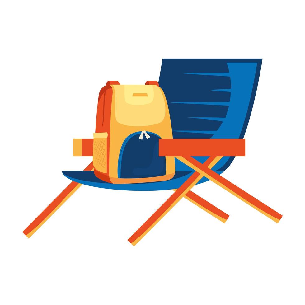 summer chair with backpack isolated icon vector