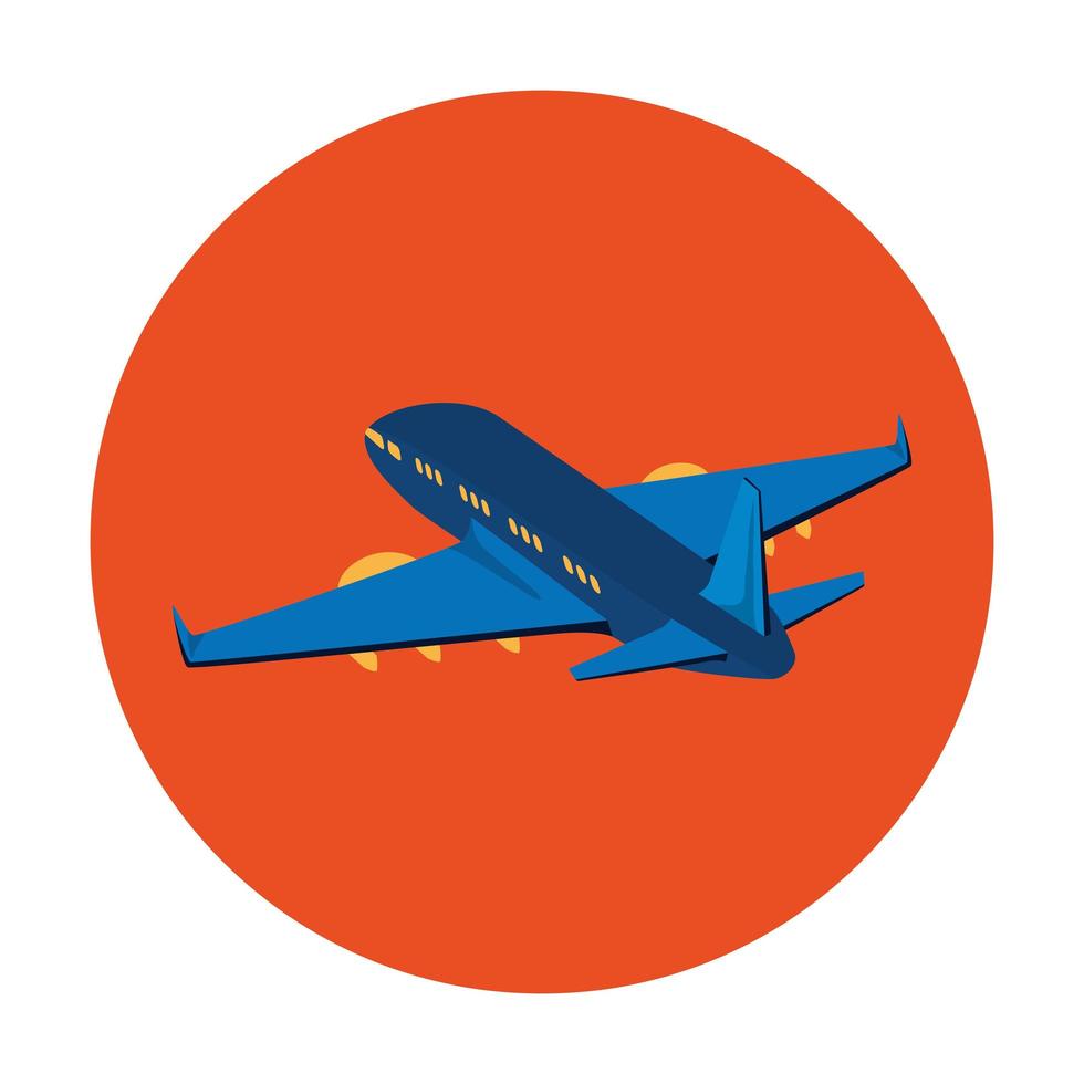 airplane flying in frame circular isolated icon vector