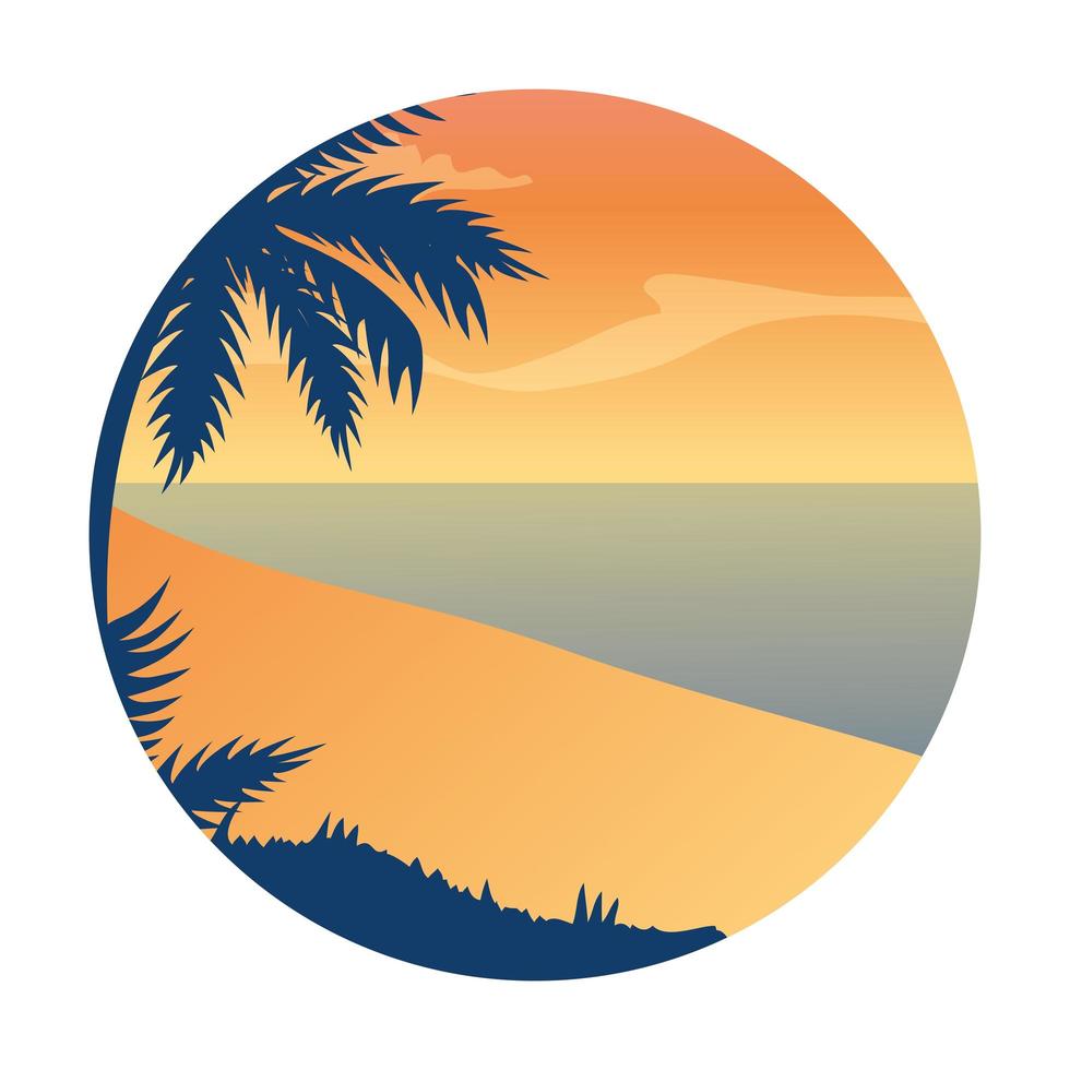 summer landscape with tree palm exotic and sea vector