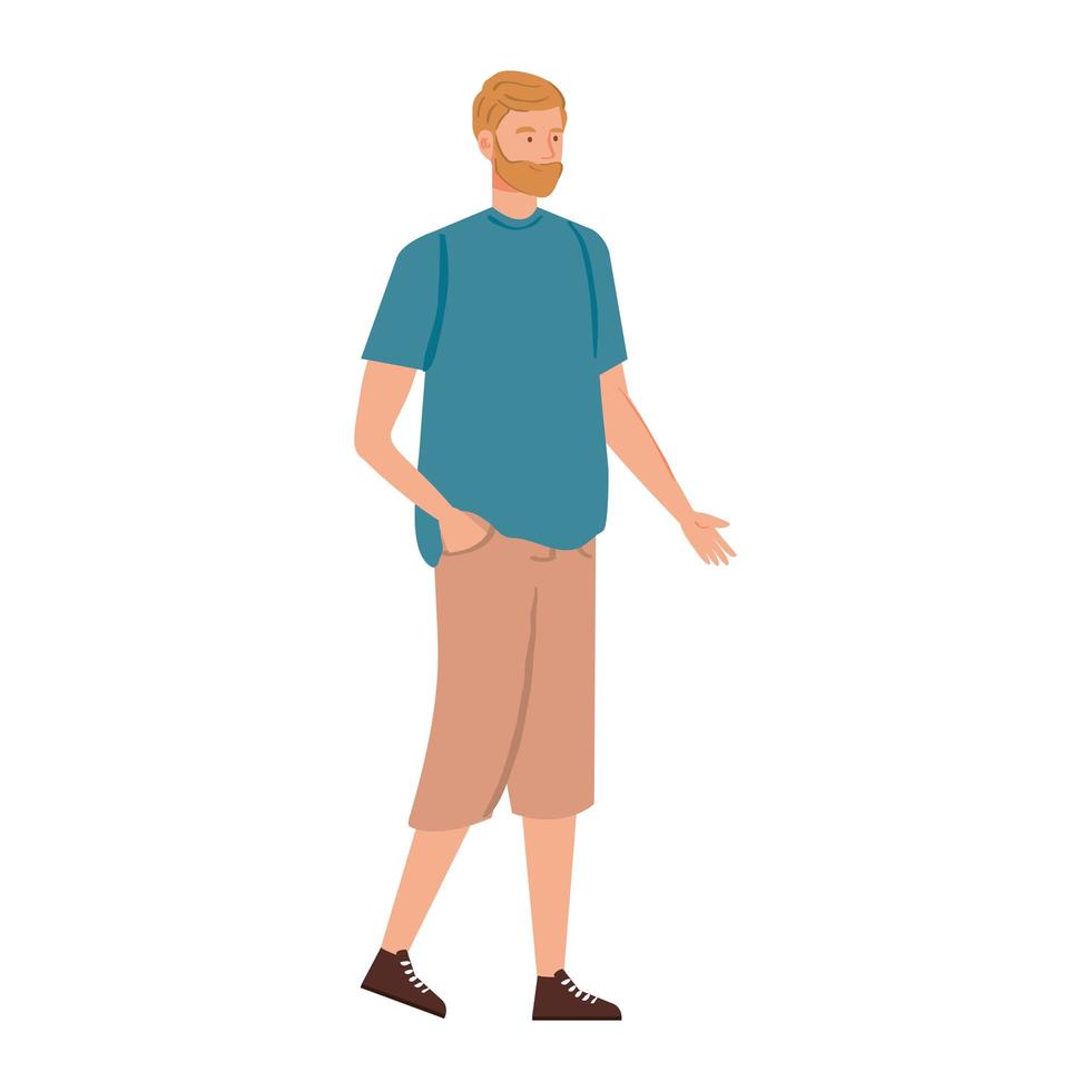 young man walking avatar character vector