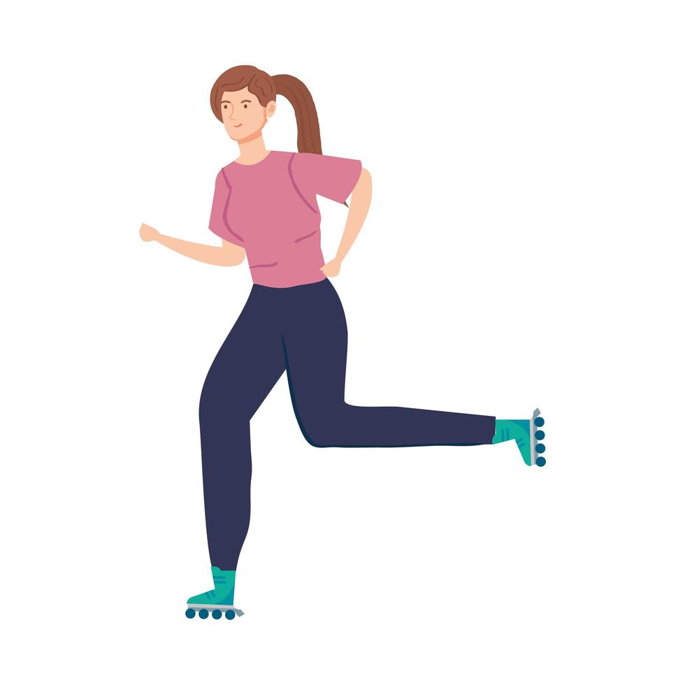 woman on roller skates avatar character vector