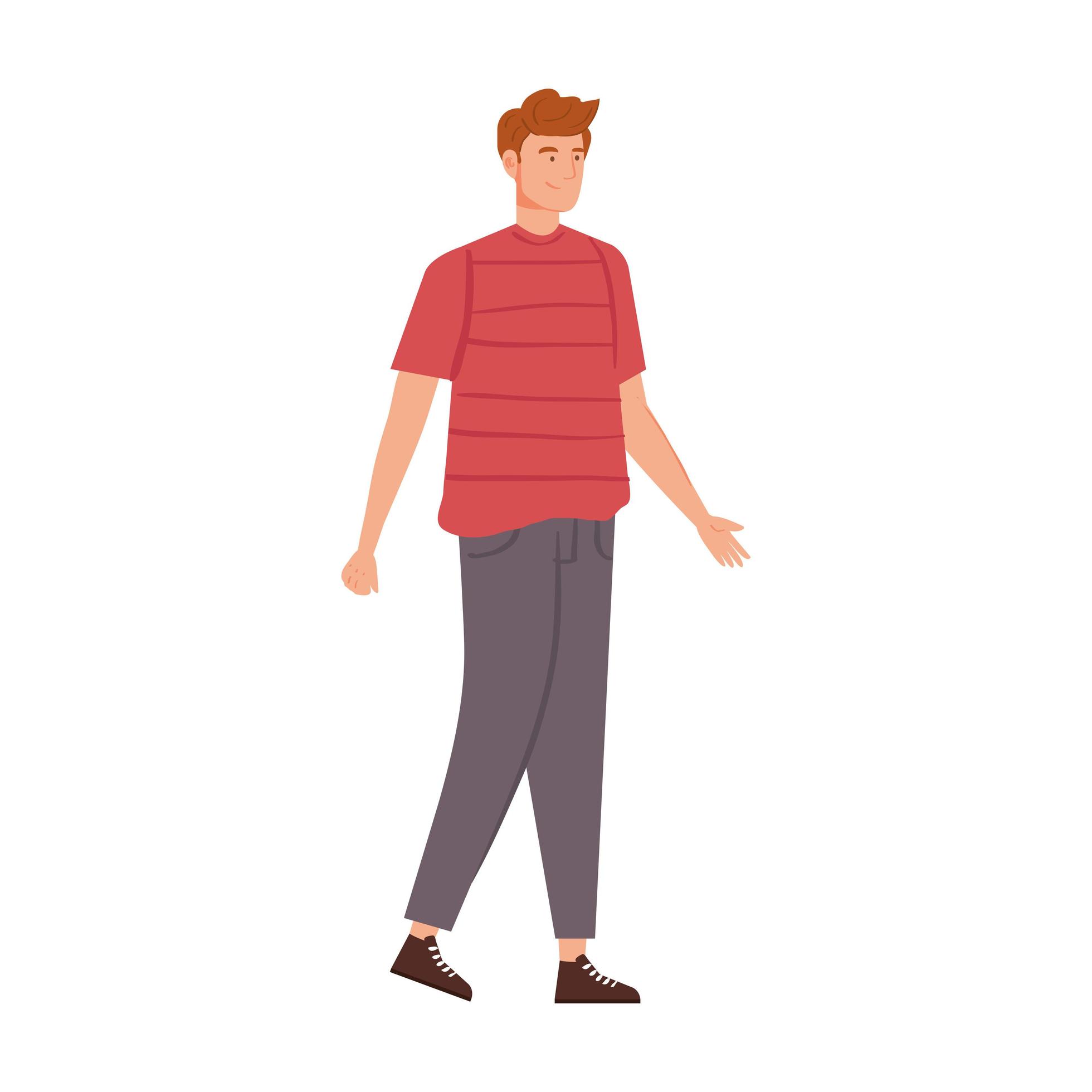 young man walking avatar character 4832483 Vector Art at Vecteezy