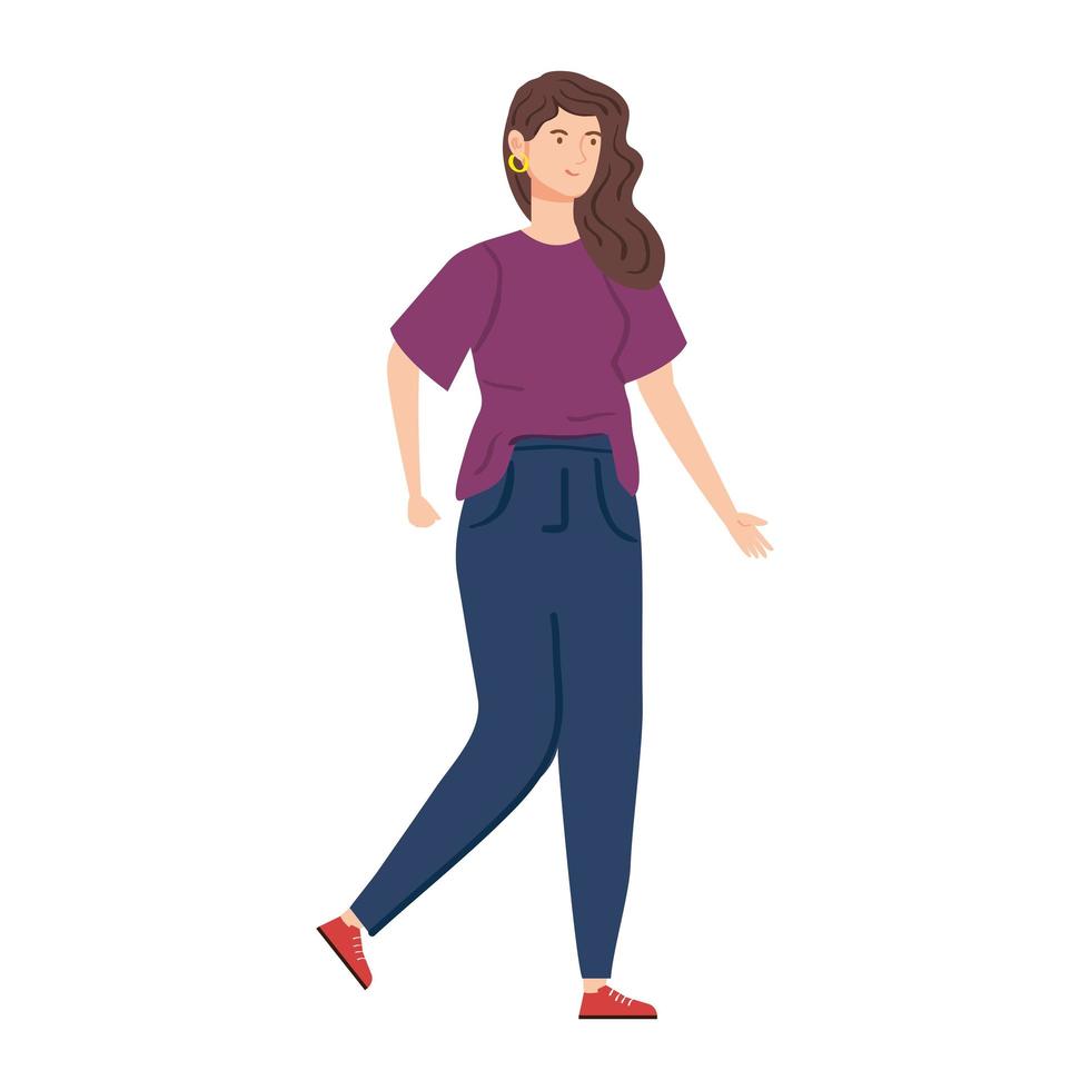 hermosa mujer caminando icono de personaje de avatar vector