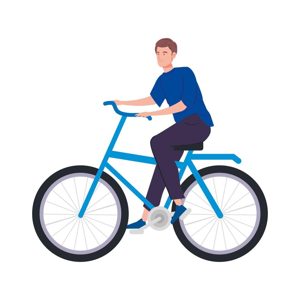 young man in bike avatar character icon vector