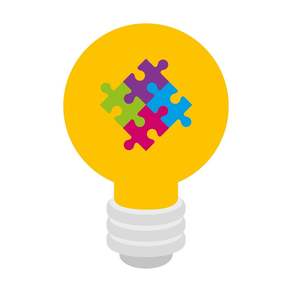 light bulb with puzzle pieces isolated icon vector