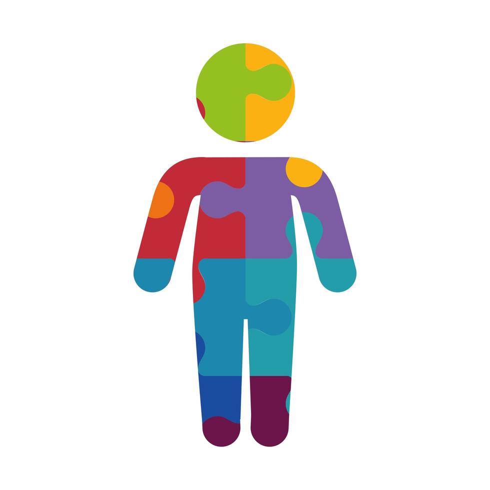 man silhouette of puzzle pieces vector