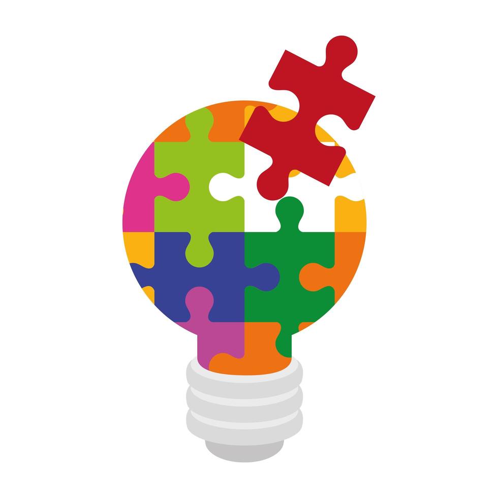 light bulb of puzzle pieces isolated icon vector