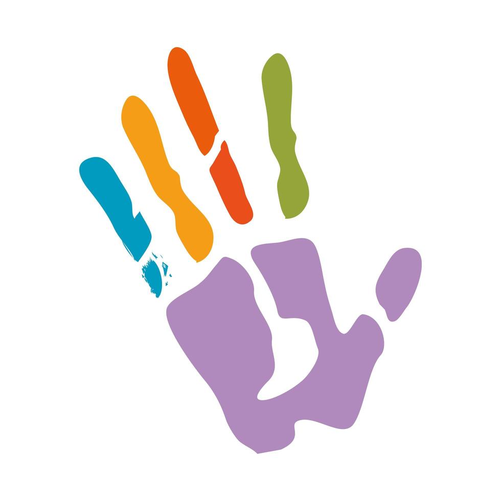 handprint of colors isolated icon vector