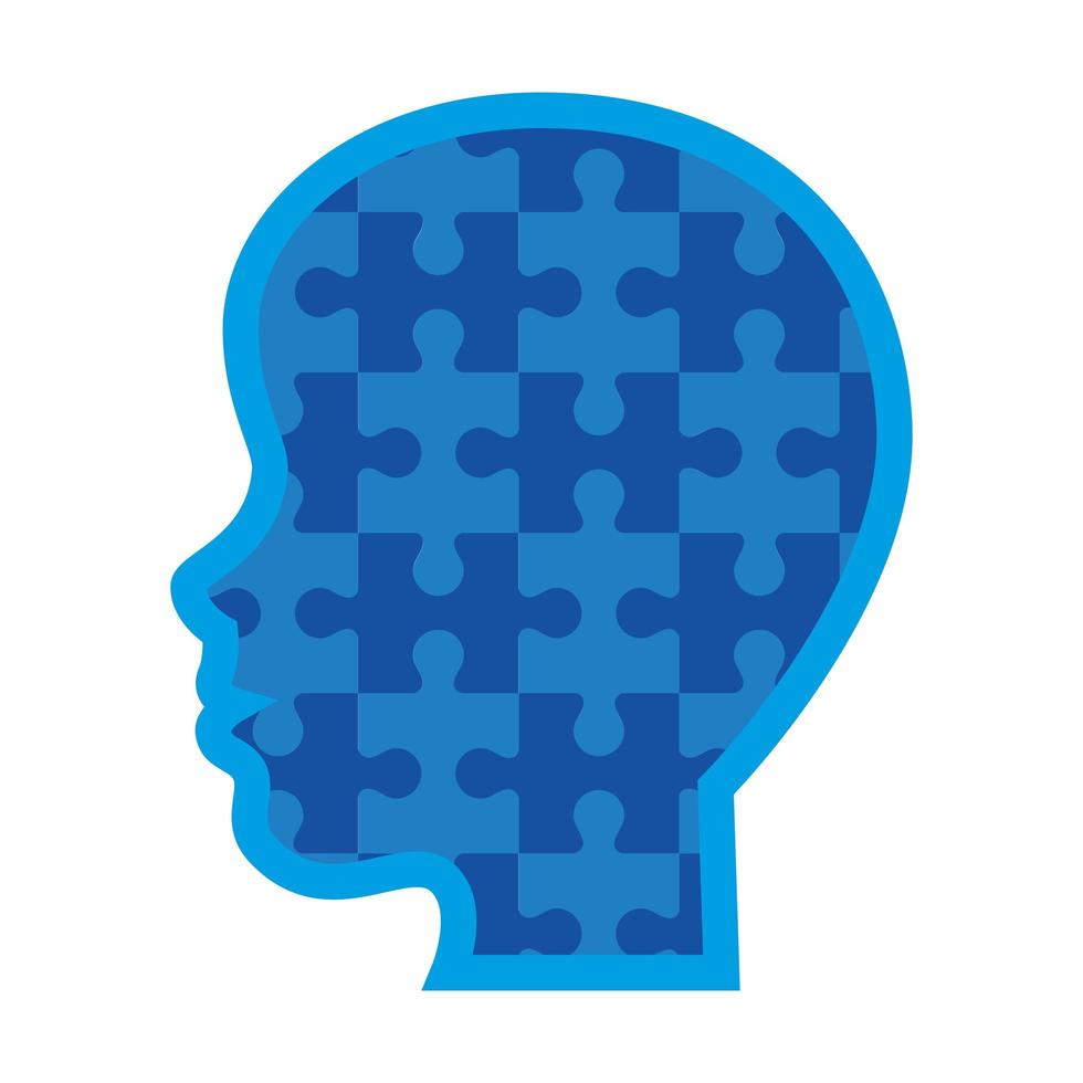 profile head with puzzle pieces vector